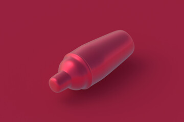Cocktail shaker of magenta on red background. 3d render