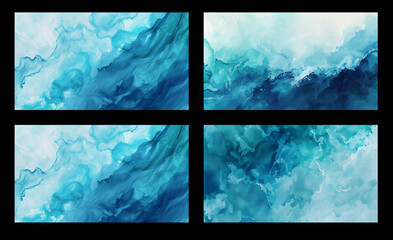 Abstract Watercolor Collection of Four Images