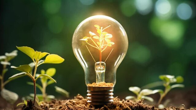 Plants and light bulbs light up
