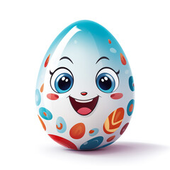 Colorful easter egg with ornate doodle floral decoration. Colorful floral pattern on red egg.