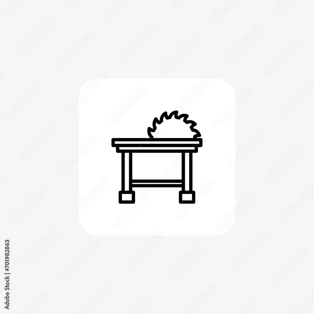 Sticker Table Saw Equipment line icon, outline icon, vector, pixel perfect icon