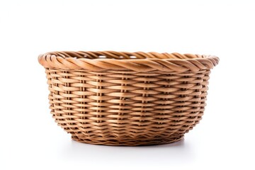 Antique wicker basket on white background