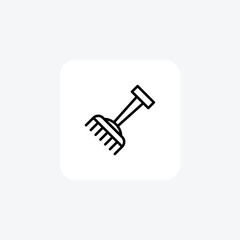 Gardening Rake line icon, outline icon, vector, pixel perfect icon