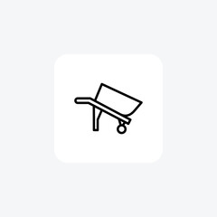 Construction Wheelbarrow line icon, outline icon, vector, pixel perfect icon