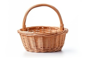 Fototapeta na wymiar Basket with handle made of wicker isolated on a white background