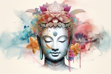 Buddha s digital art collage with watercolor headed by Lord