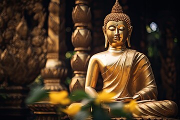 Buddhist temple in Thailand with Buddha statue