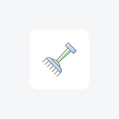 Gardening Rake awesome lineal color icon, color outline icon, vector, pixel perfect icon