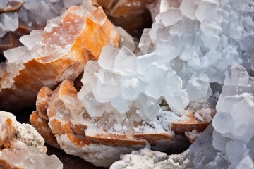 Dead Sea salt crystals in Jordan in close up - obrazy, fototapety, plakaty