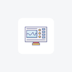 Oscilloscope Device lineal color icon, color outline icon, vector, pixel perfect icon