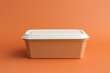 Biodegradable box to carry food, open lid, isolated.