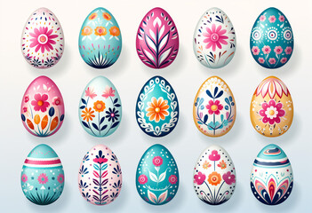 Easter eggs icons. Easter day festival. Vector illustration
