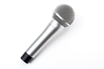 Isolated silver handheld microphone