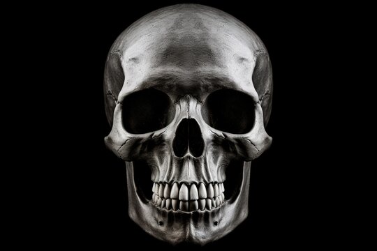Isolated human skull on white background with clipping path