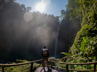 View of Coban Pelangi waterfall located in East Java, Indonesia