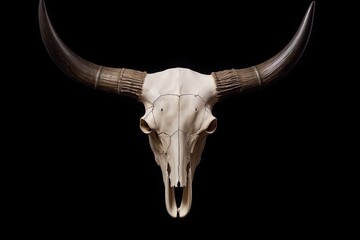 Isolated white background bull skull