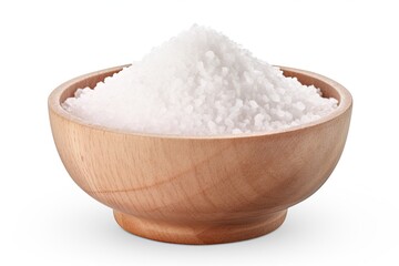 isolated white background coarse grain salt bowl
