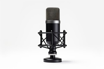 Isolated white background studio microphone for podcast recording