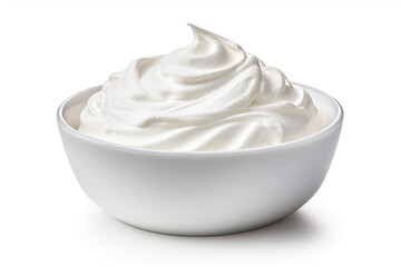 Isolated white background whipped cream bowl