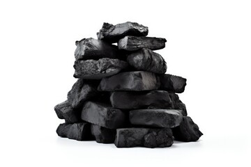 Isolated white background with coal stack