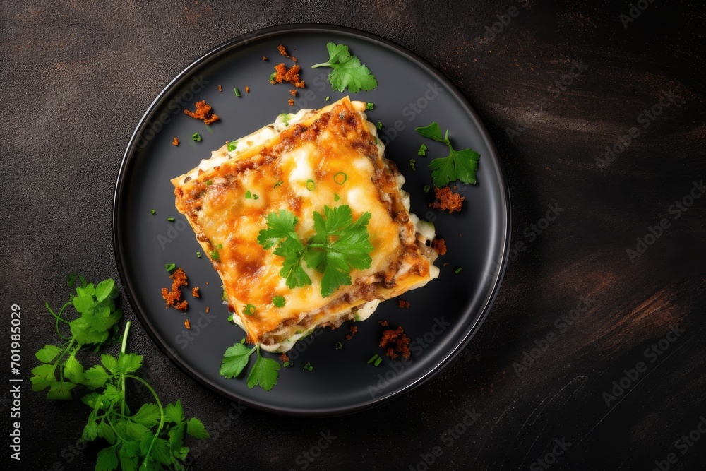 Sticker italian vegetable lasagna with meat cheese bolognese bechamel sauce