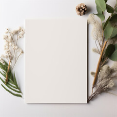 blank portrait orientation white card invitation, mockup 
