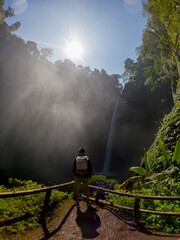View of Coban Pelangi waterfall located in East Java, Indonesia