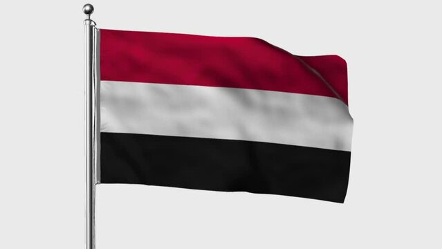 Yaman/Yemen looped flag waving in the wind with colored chroma key on transparent background remove, cycle seamless loop video