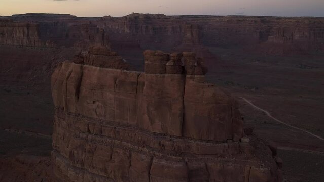 Red rock formation at sunset