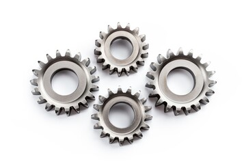 Teamwork concept in business 3 metal gears real photo not computer generated isolated on white background