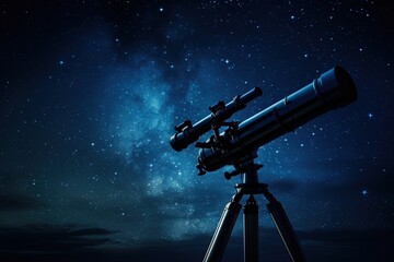 Telescope outline against night sky NASA provided elements