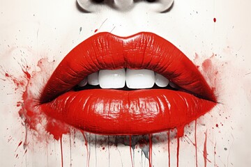 The kiss s lip imprint in the picture - obrazy, fototapety, plakaty
