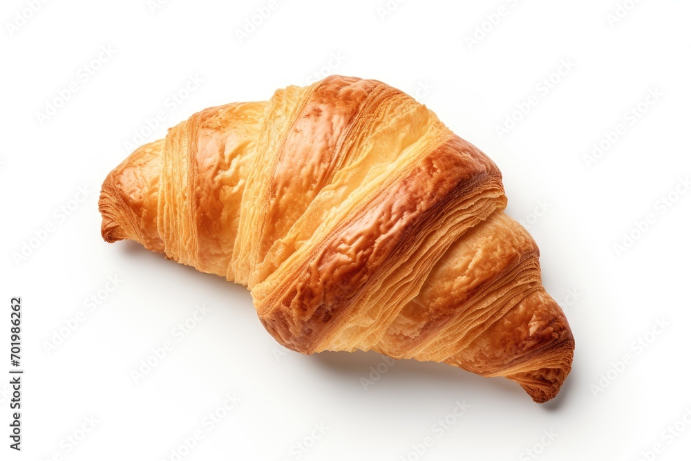 Canvas Prints top view of an isolated white background with a newly baked croissant