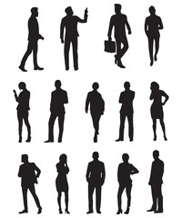 silhouette businessman and businesswoman package