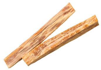 Cedar wood sticks isolated on white background, top view.