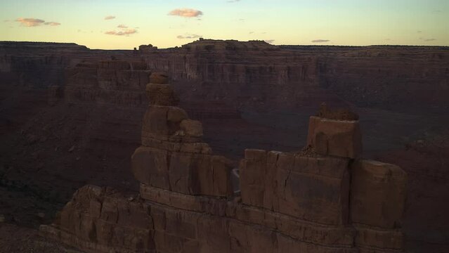 Red rock formations at sunset