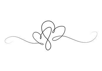 Continuous line drawing of hearts. Friendship concept. Isolated on white background vector illustration. Pro vector.