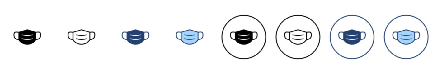 Mask icon vector. Medical mask sign and symbol. Man face with mask icon. Safety breathing mask