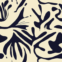 Indigo colored abstract background designed with hand drawn design in minimalist style. Contemporary collage print Modern pattern for design.
