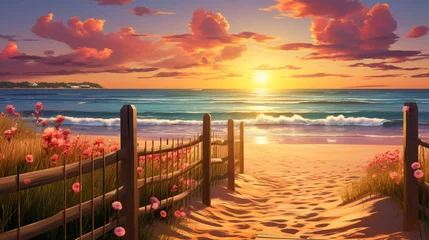 Fotobehang sunset on the beach © AA