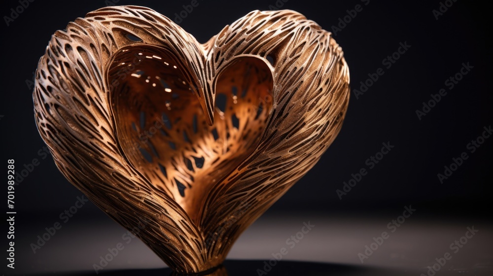 Poster a visually captivating piece, this 3d heart sculpture boasts a textured surface that catches the lig