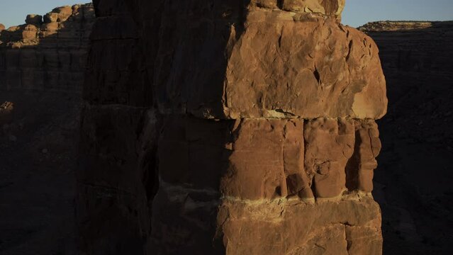 Aerial view of unique rock formation in desert