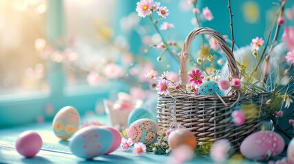 Easter Basket Eggs Decoration with Trendy Colors