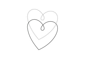 Two hearts continuous one line drawing vector illustration. Pro vector. 