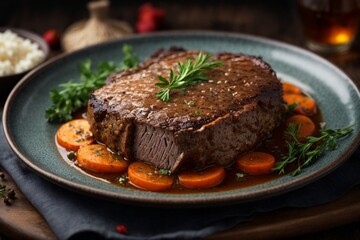 beef steak with vegetables (Sauerbraten)