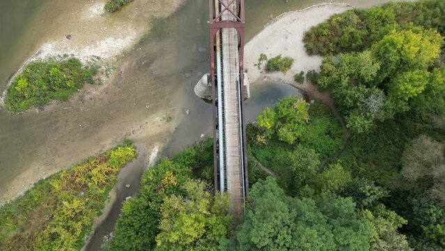Aerial View of Bridges over Grand River in Brantford + Downtown View (Ontario, Canada)