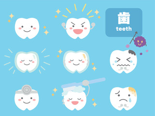 歯のキャラクター 虫歯菌 かわいいイラストセット