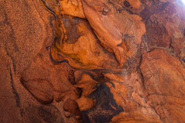 Iron Patterns in Eroded Sandstone Rock at Zion National Park
