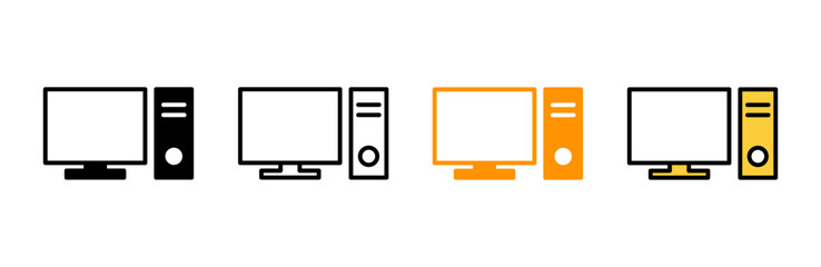 Computer icon set vector. computer monitor sign and symbol