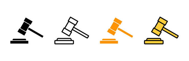 Gavel icon set vector. judge gavel sign and symbol. law icon. auction hammer
